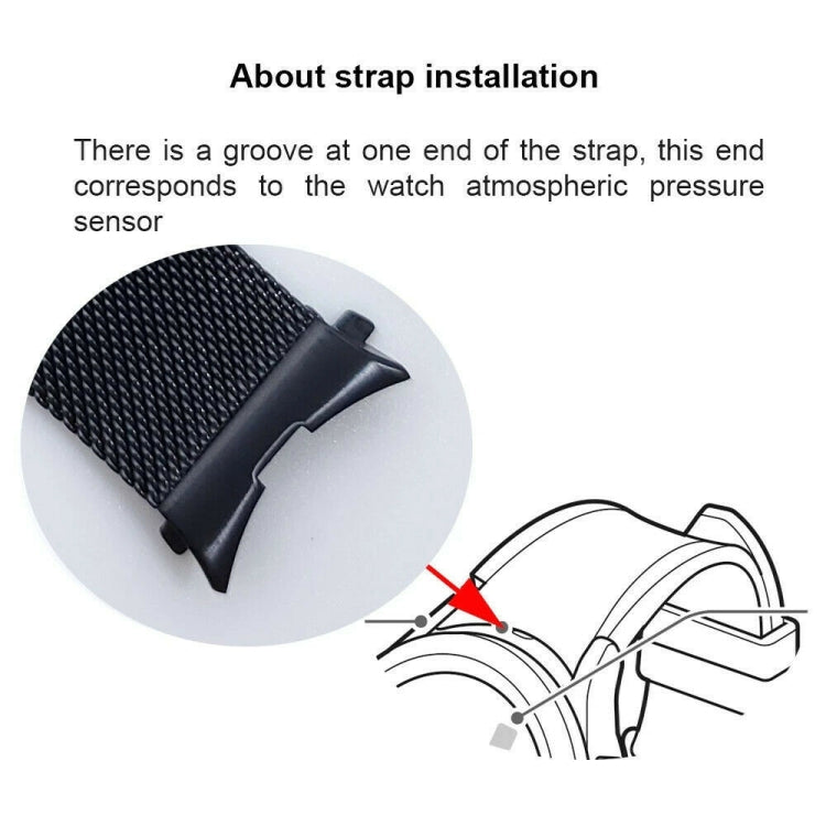 Black mesh watch band clasp with metal attachment piece