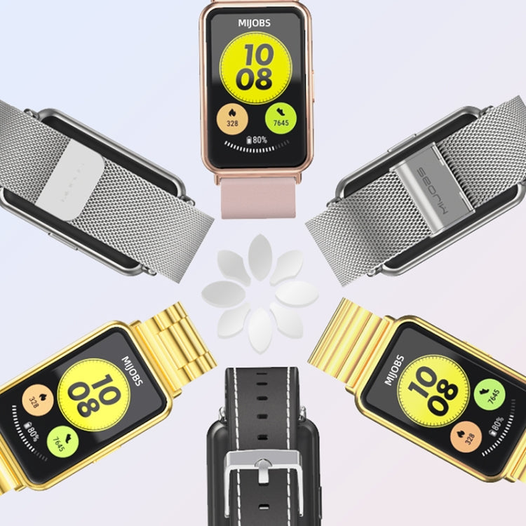 Mesh stainless steel watch bands with removable clasp ends, assorted colors.