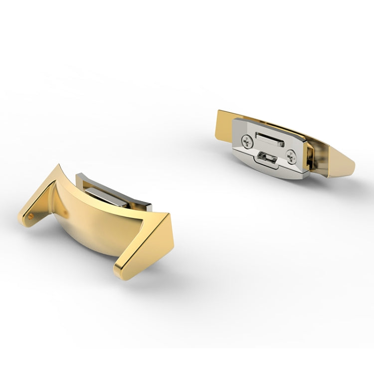 Gold metal phone strap clasp with stainless steel head and hinged connector