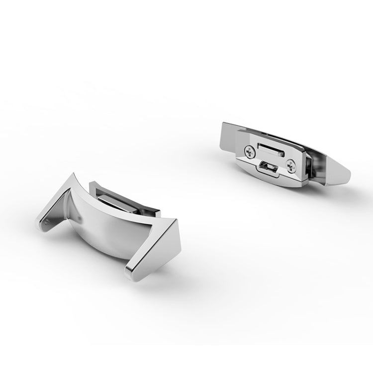 Silver metal phone strap clasp with glossy stainless steel head and connector