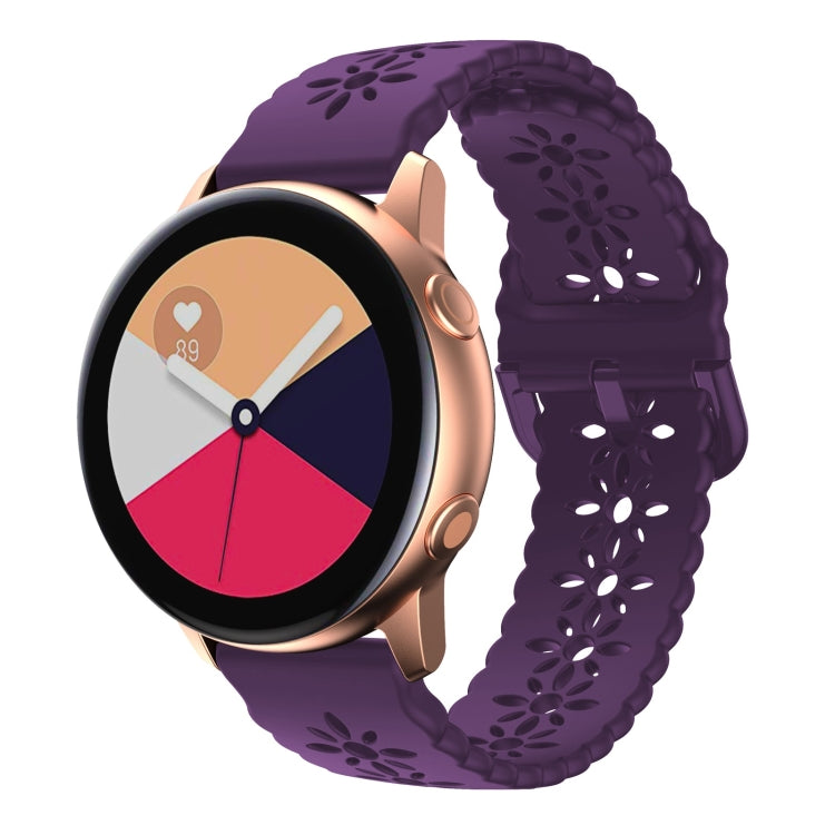 Plum Blossom Hollowed Silicone Watch Band, For Samsung Galaxy Watch4 40/44mm, For Samsung Galaxy Watch4 Classic 42/46mm