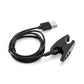 Clip-on charging cable set with USB-A connector, black cable, and mount