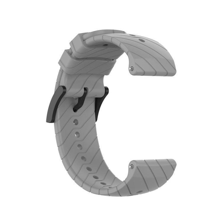 Gray lightning silicone watch strap with adjustable holes and metal buckle for Suunto 7