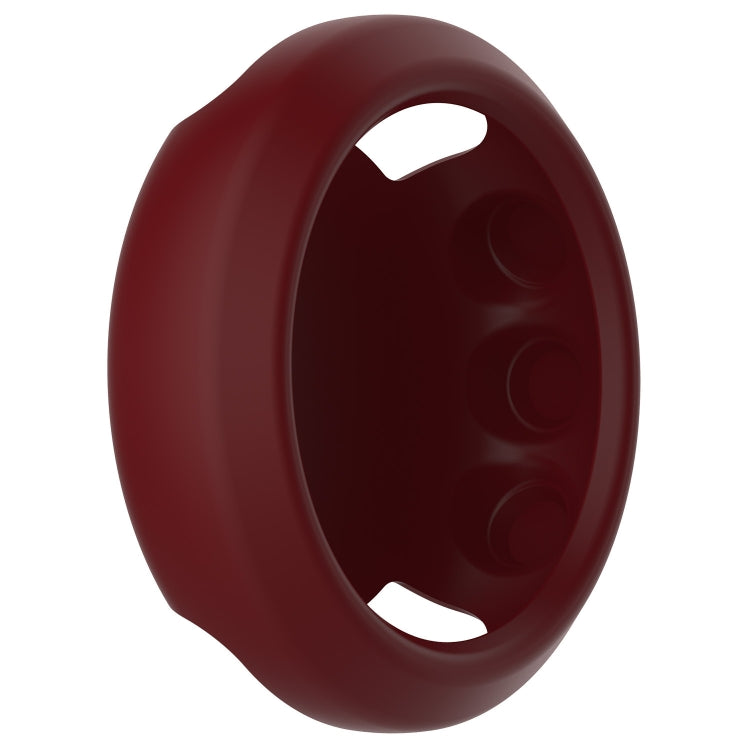 Red wine silicone watch case cover with cutouts for buttons and strap pins