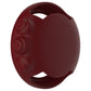 Maroon silicone watch case cover with button and strap cutouts, embossed icons