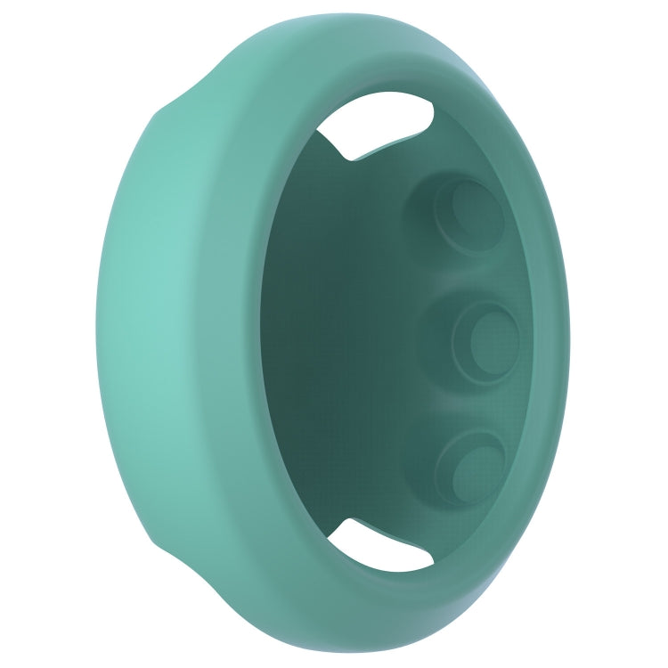 Teal silicone watch case cover with side cutouts for buttons and strap pins