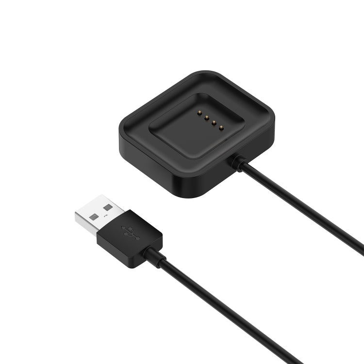 Black watch charging dock with pin contacts and USB plug cable