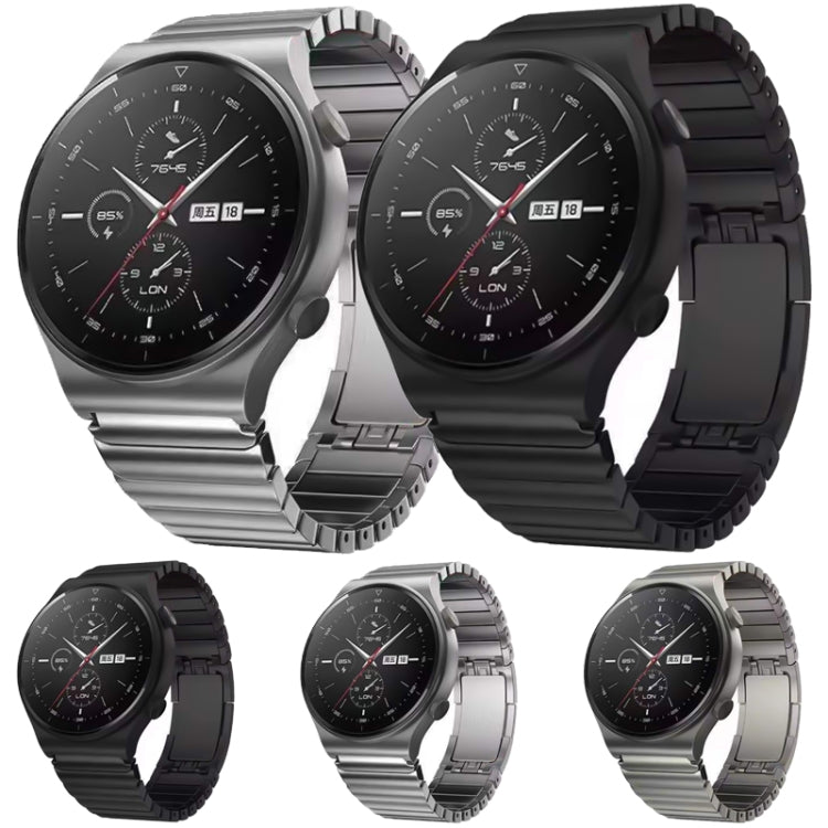 Set of black and silver steel watch bands with buckle links