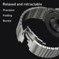 Silver steel watch band buckle mechanism with retractable clasp bars