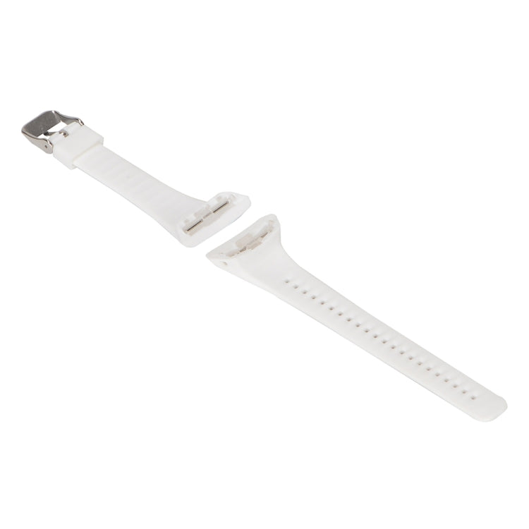 White silicone strap with buckle clamp and perforated adjustment holes