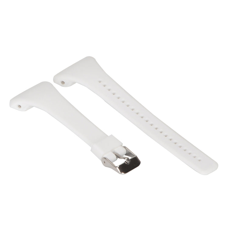 White silicone strap with metal buckle and perforated adjustment hole track