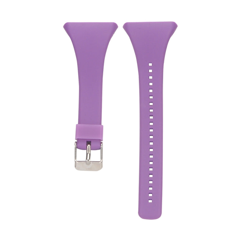 Purple silicone strap with metal buckle and perforated adjustment holes