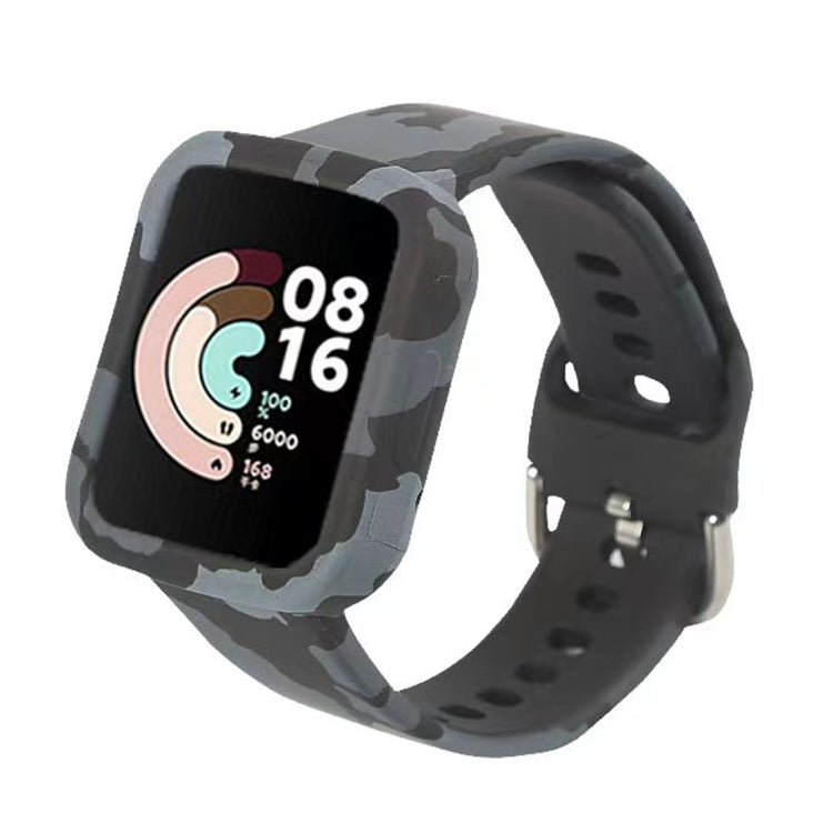 Camouflage silicone smartwatch band in dark gray with perforated strap holes