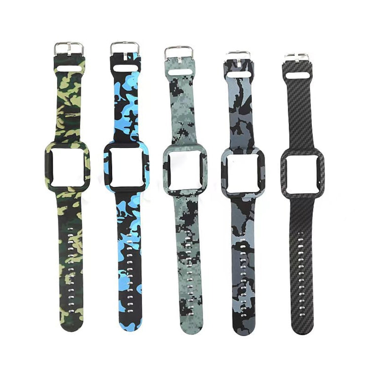 Camouflage silicone watch band set with five patterned straps and metal buckles