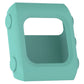 Silicone watch case, cyan/teal with open window and side loops
