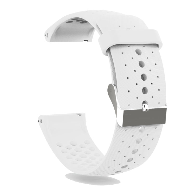 Silicone watch strap, white perforated band with metal clasp and holes