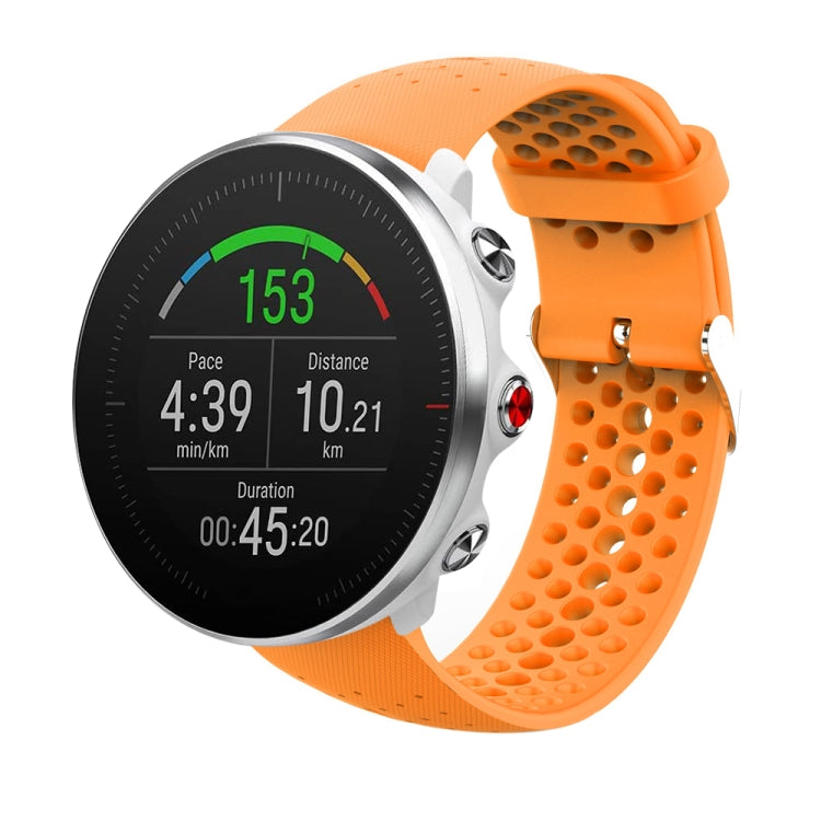 Silicone watch strap, orange perforated silicone with metal buckle clasp