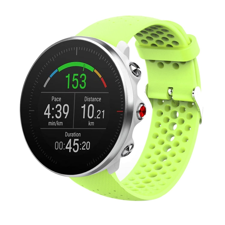 Silicone watch strap, green perforated silicone with metal buckle clasp
