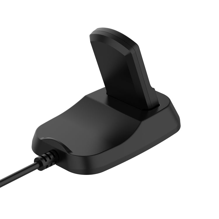 Black charging dock base with angled connector and charging cable
