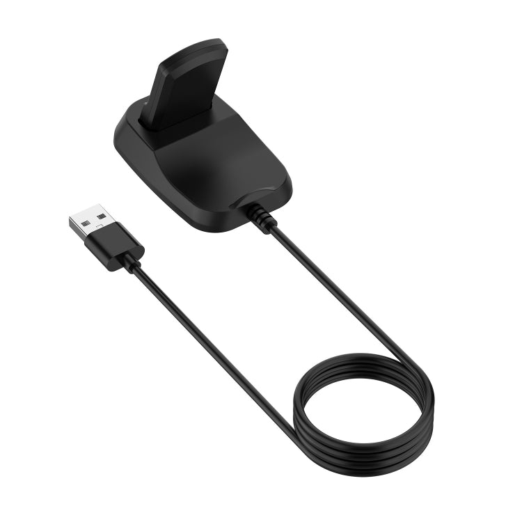 Black charging dock base with two cable ends and coiled 1m cord