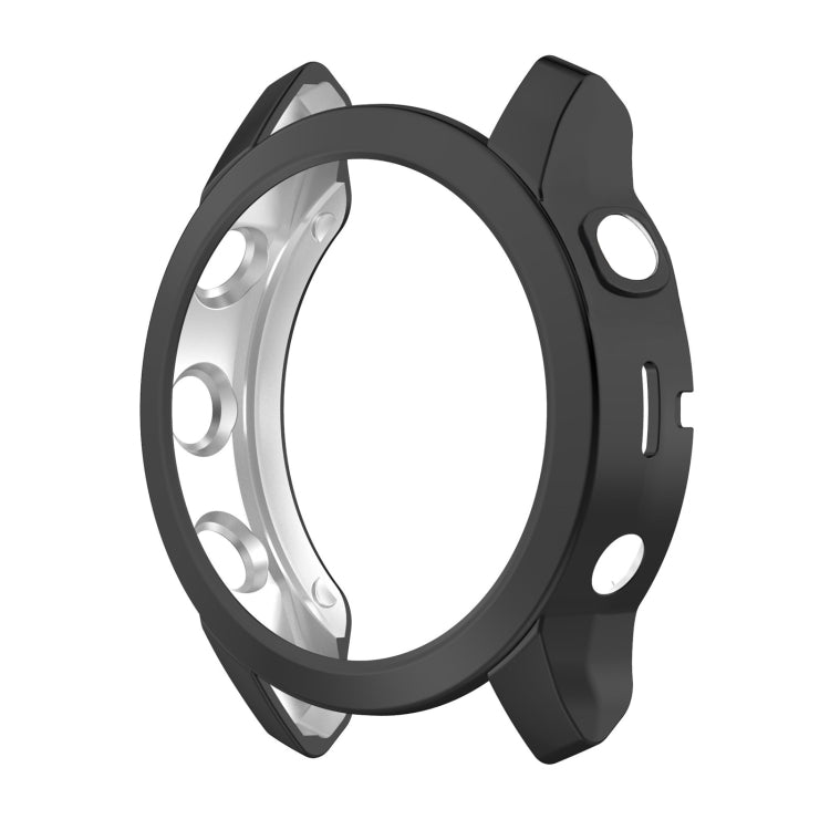 Black and silver TPU watch case with open back showing the inner metal ring