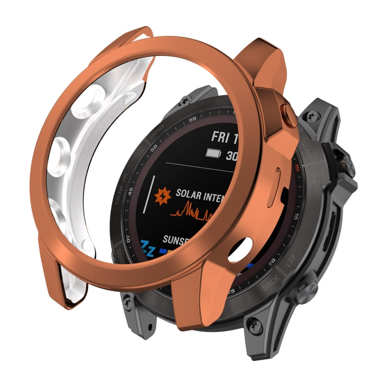 Rose gold/copper TPU watch case with inner silver ring and side button openings