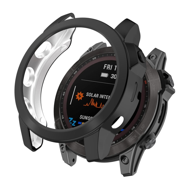 Black TPU watch case with inner silver ring and protective side rails