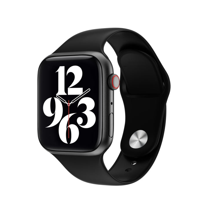 Black smartwatch with black display showing large time digits 12:93