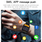 Black smartwatch on wrist with screen showing app notification icons