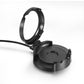 Black smartwatch charger base with circular cradle ring and connected cable