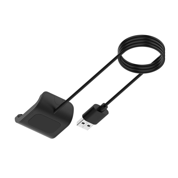 Black watch charger cradle with USB connector and coiled cable
