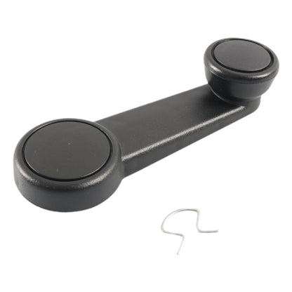 Black car window crank winder handle with two round grip knobs
