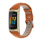Orange leather slim watch band with gold-tone clasp for Fitbit Charge 5