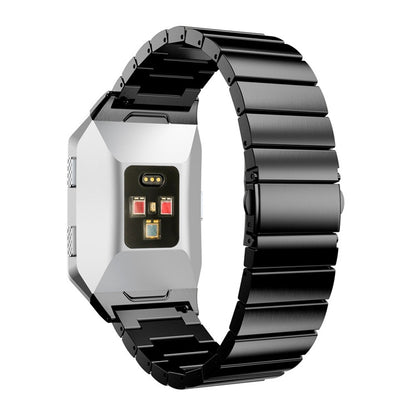 Black stainless steel watch strap with link bracelet, for Fitbit Ionic