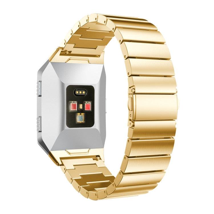 Gold stainless steel watch strap with link bracelet, for Fitbit Ionic