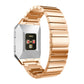 Rose gold stainless steel watch strap with link bracelet, for Fitbit Ionic