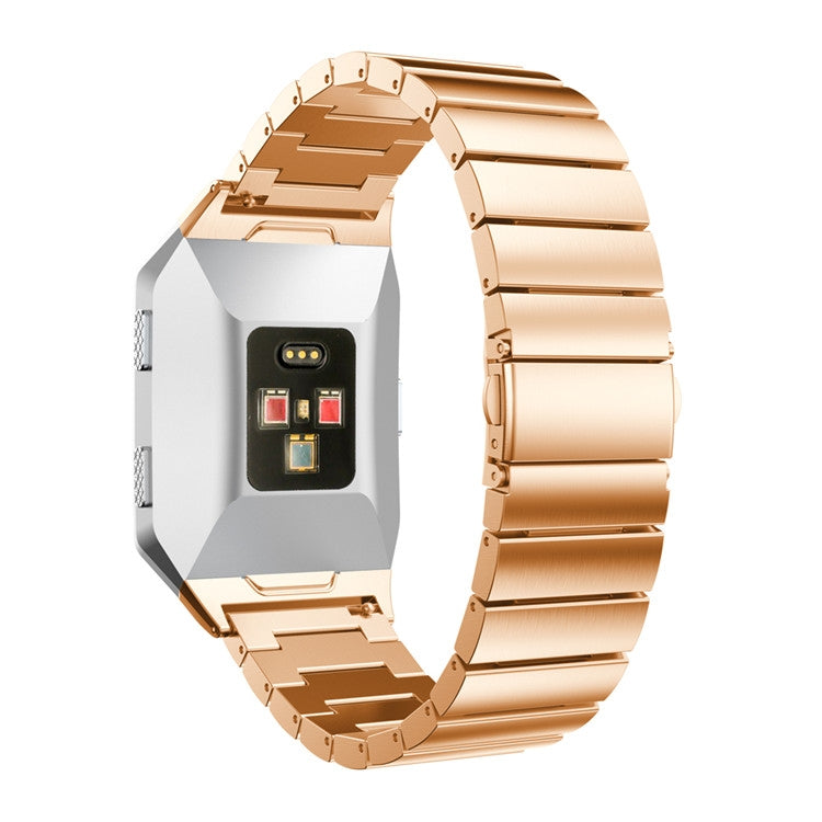 Rose gold stainless steel watch strap with link bracelet, for Fitbit Ionic