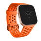Large breathable silicone watch band with perforated strap and adjustable buckle, orange.