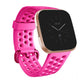 Large breathable silicone watch band with perforated strap and adjustable buckle, rose red.