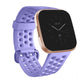 Large breathable silicone watch band with perforated strap and adjustable buckle, light purple.