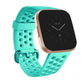 Large breathable silicone watch band with perforated strap and adjustable buckle, cyan.