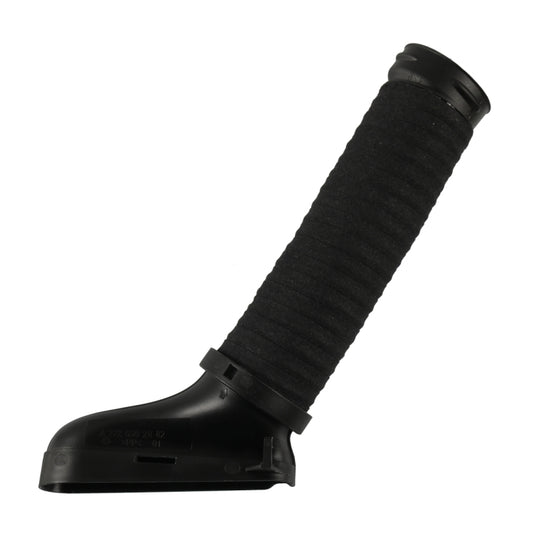 Black ribbed air intake hose with curved inlet scoop end, angled view