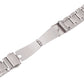 22mm three-bead steel watch band, silver-tone, close-up of clasp and link joints