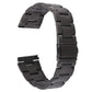 22mm three-bead steel watch band, black-tone, curved links with clasp end