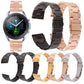 Three-bead steel watch band, rose gold and black metal links with clasp