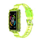 Transparent silicone watch band with integrated links, bright green for Huawei Band 7.