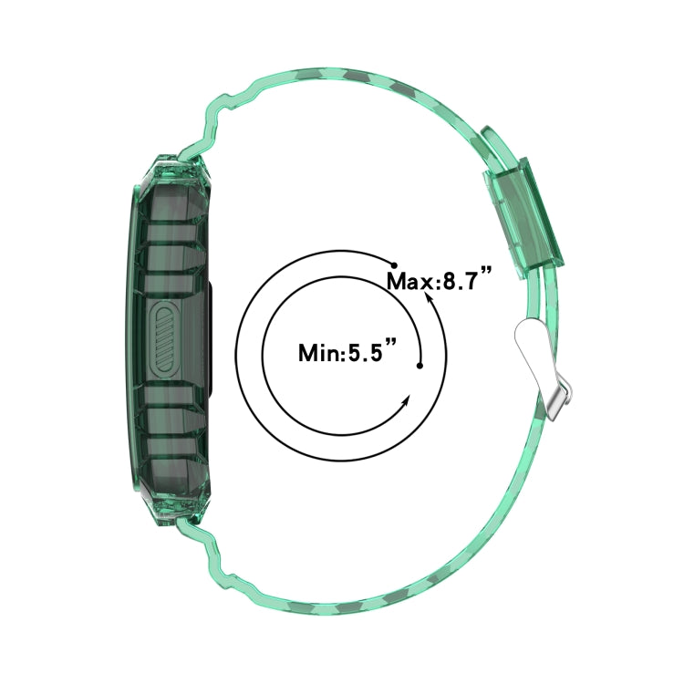 Transparent silicone watch band, green for Huawei Band 7, size max 8.7 in.