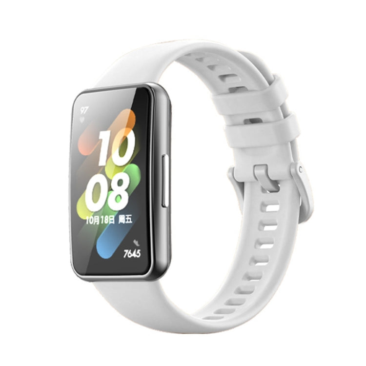 Silicone watch band, white, for Huawei Band 7 and Honor Band 7