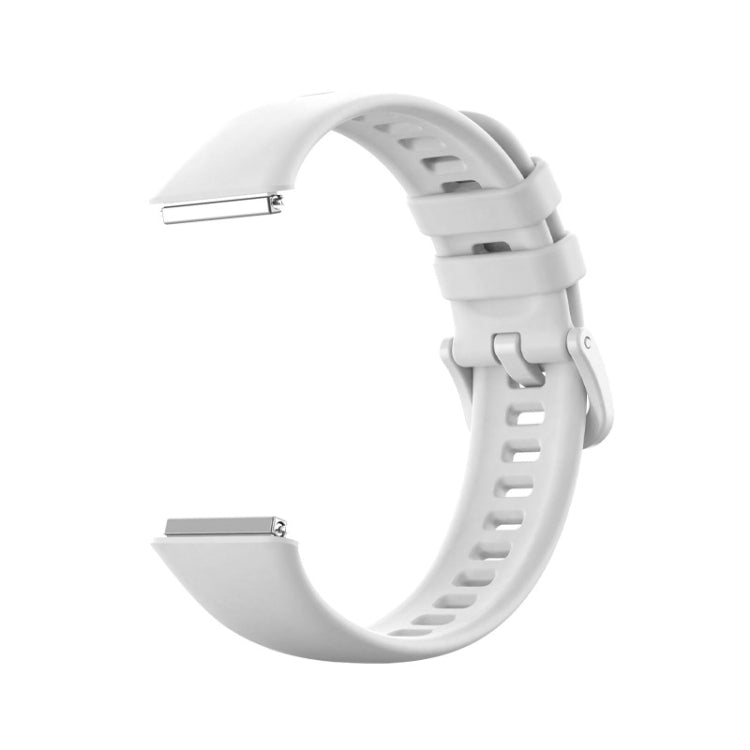 Silicone watch band, white, underside view with clasp and vent holes