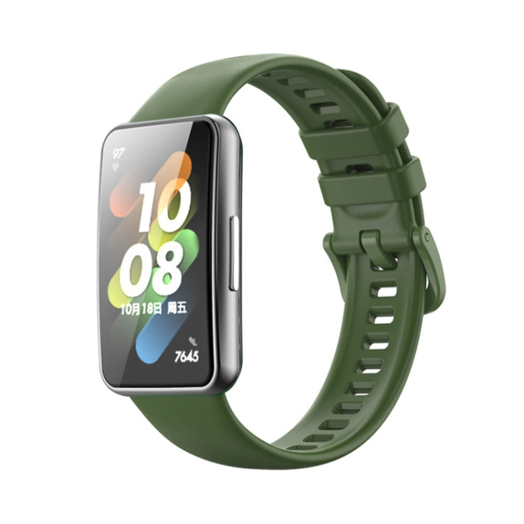 Green silicone watch band with adjustable clasp and perforated strap holes